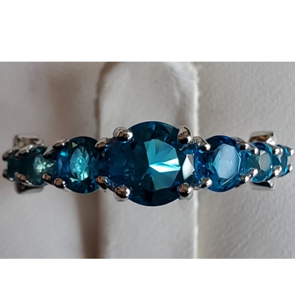 Genuine 3ct Swiss Blue Topaz Ring Size 7